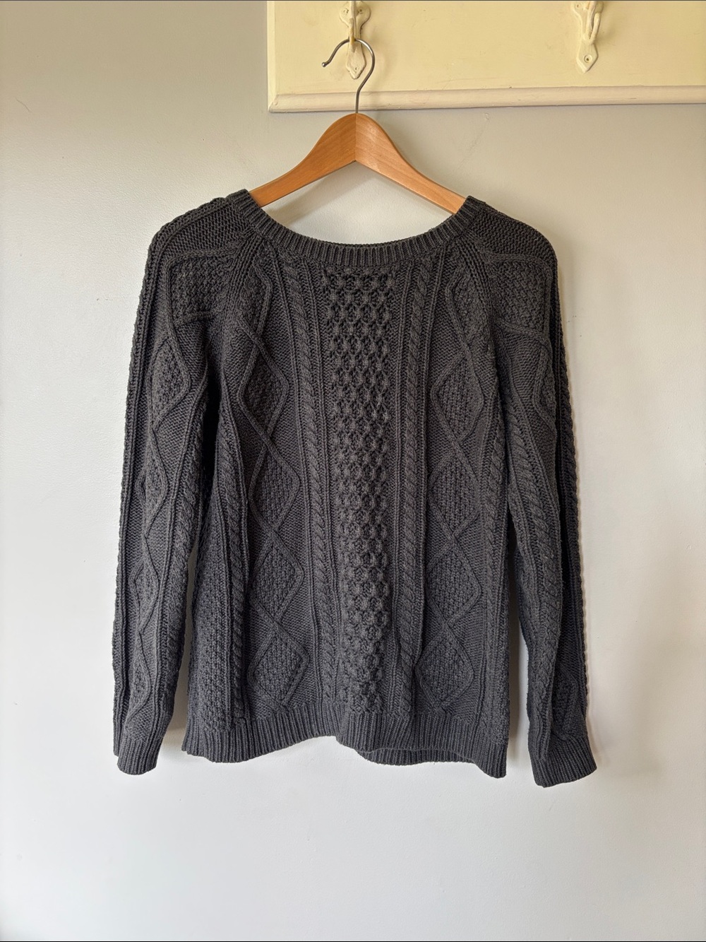 GAP Charcoal Grey Cable-Knit Crewneck Sweater